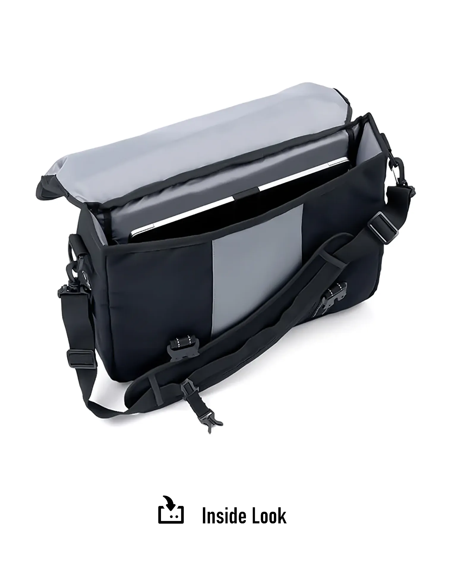 14L - Duo-tone Medium Hyosung Motorcycle Messenger Bag Gray/Black