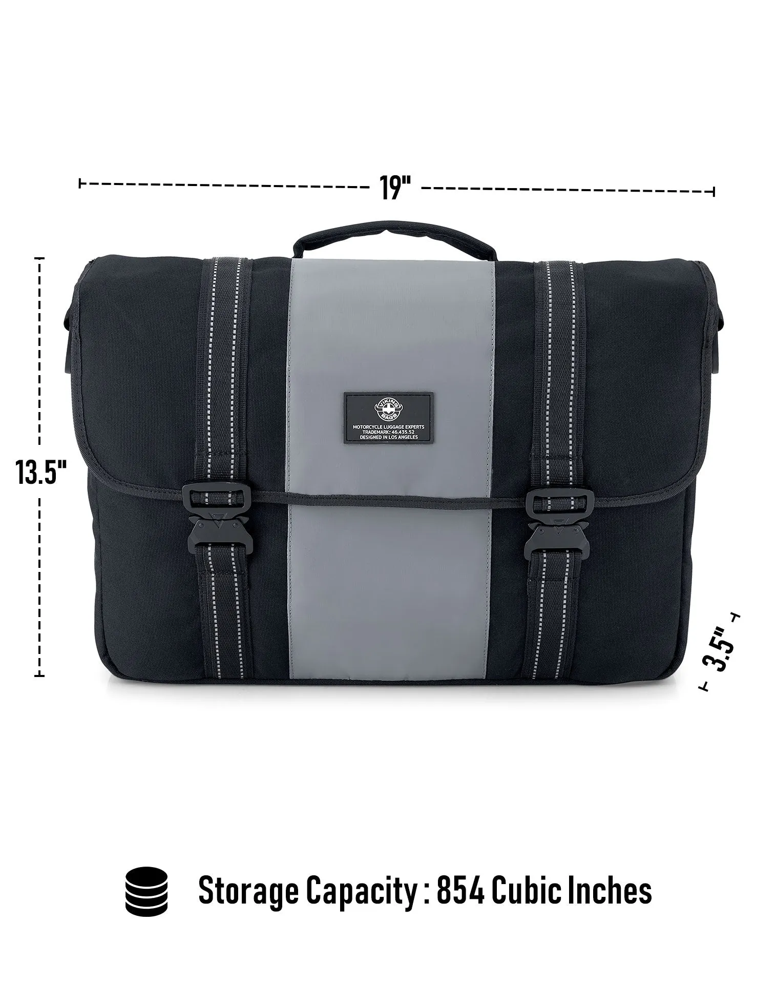 14L - Duo-tone Medium Hyosung Motorcycle Messenger Bag Gray/Black