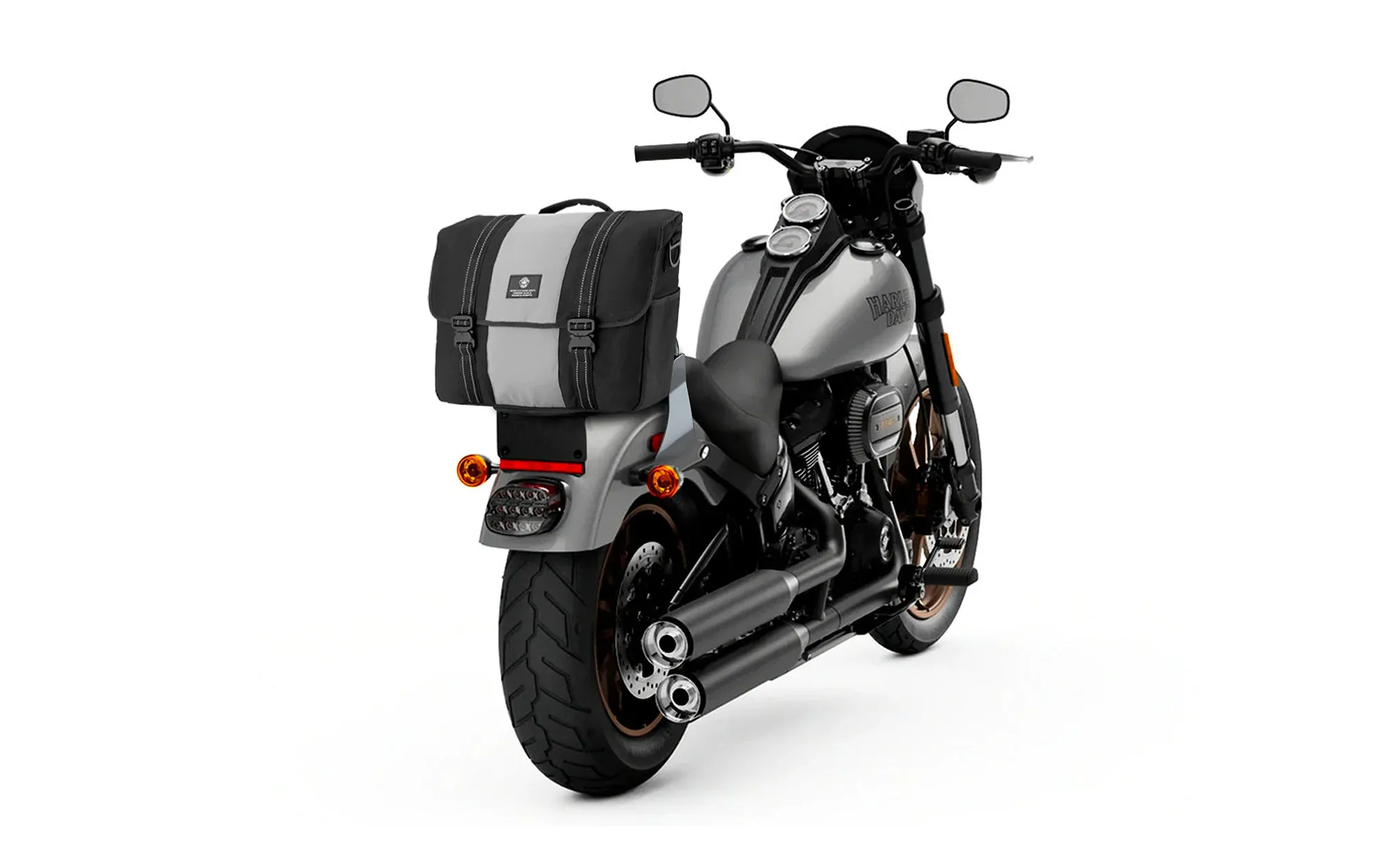 14L - Duo-tone Medium Hyosung Motorcycle Messenger Bag Gray/Black