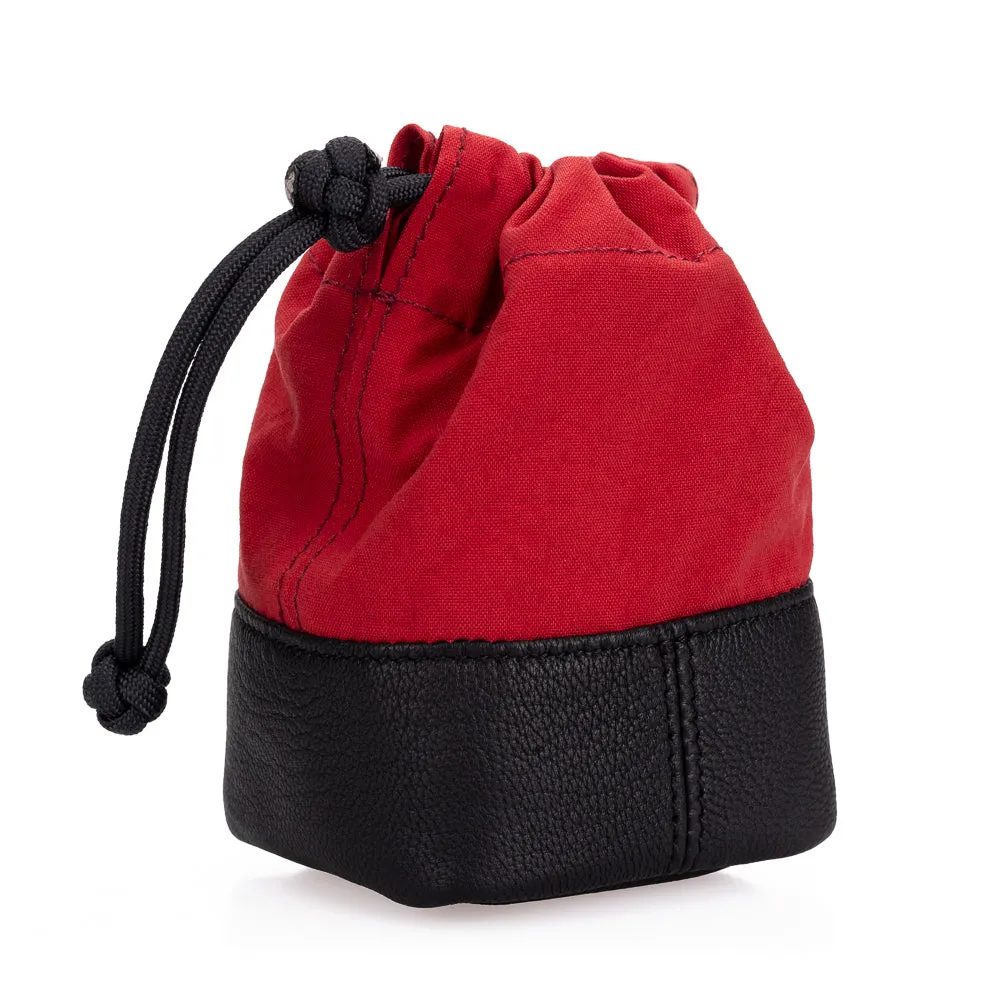 Artisan & Artist* ACAMLP 120 Fabric and Leather Lens Pouch, Small, Red/Black
