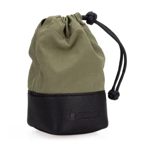 Artisan & Artist* ACAMLP 140 Fabric and Leather Lens Pouch, Medium, Khaki/Black