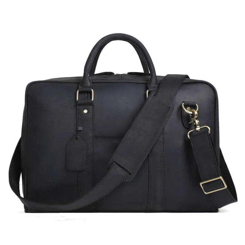 Black Genuine Leather Briefcase, Messenger Bag, Laptop Bag, Men's Handbag