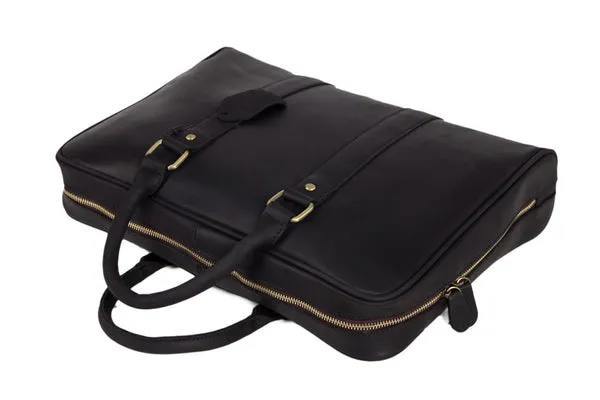 Black Genuine Leather Briefcase, Messenger Bag, Laptop Bag, Men's Handbag