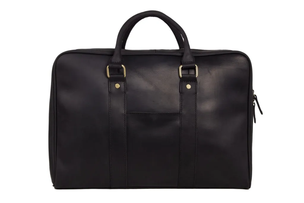 Black Genuine Leather Briefcase, Messenger Bag, Laptop Bag, Men's Handbag