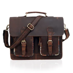 CAMOUFLAGE LEATHER MESSENGER LAPTOP BAG