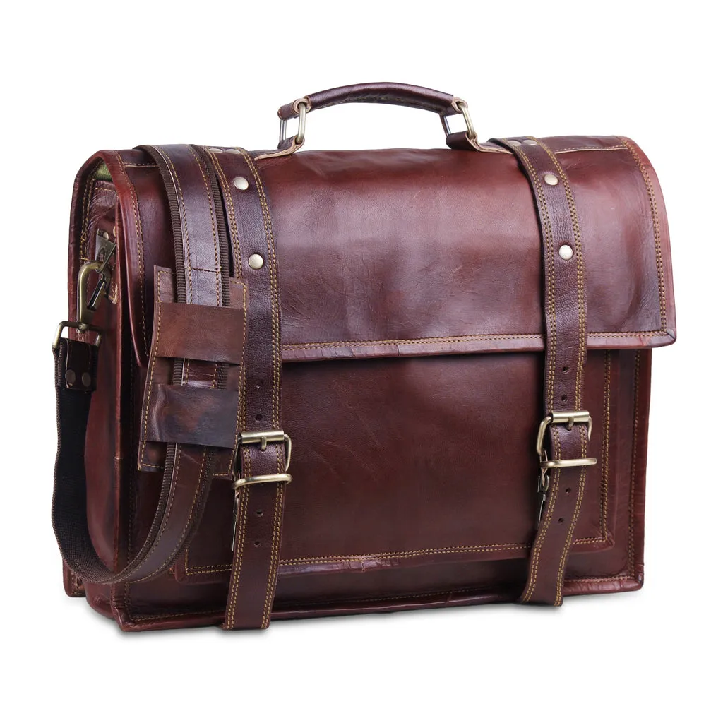 Cherry red Leather Briefcase bag for men 18 inches