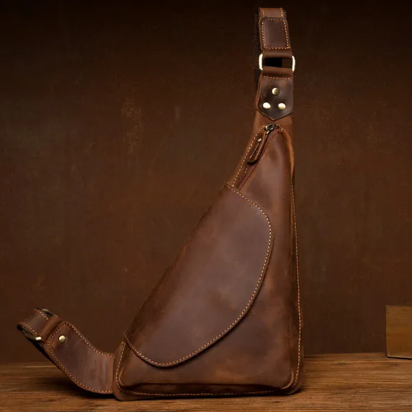 Crazy Horse Leather Men Leather Shoulder Bag Men Chest Bag Travel Bags