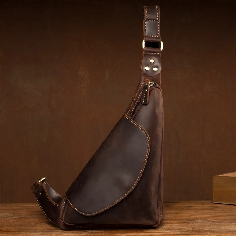 Crazy Horse Leather Men Leather Shoulder Bag Men Chest Bag Travel Bags