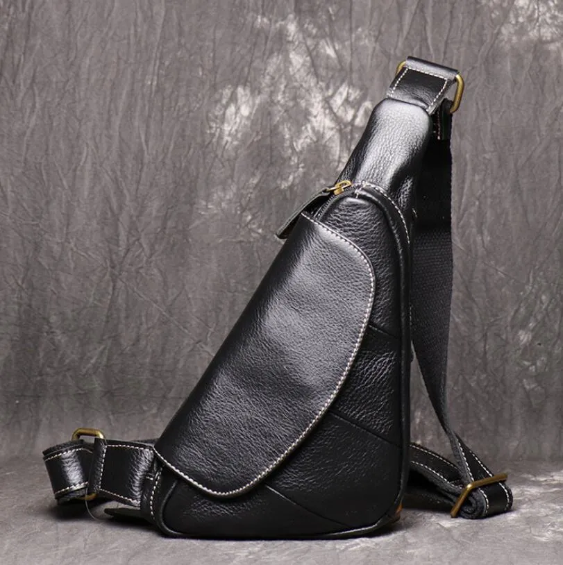 Crazy Horse Leather Men Leather Shoulder Bag Men Chest Bag Travel Bags