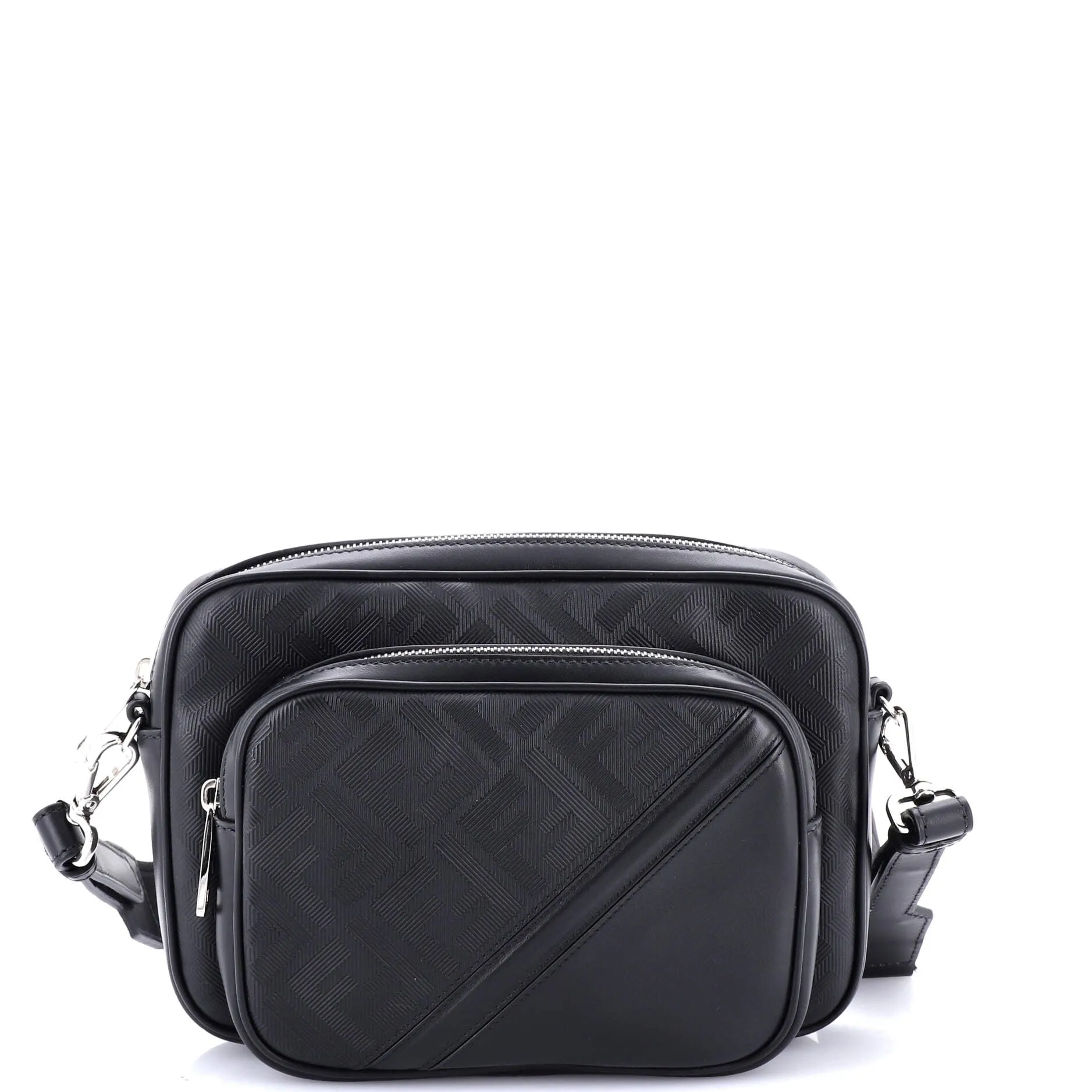 Diagonal Duo Camera Case Zucca Shadow Leather and Leather Small