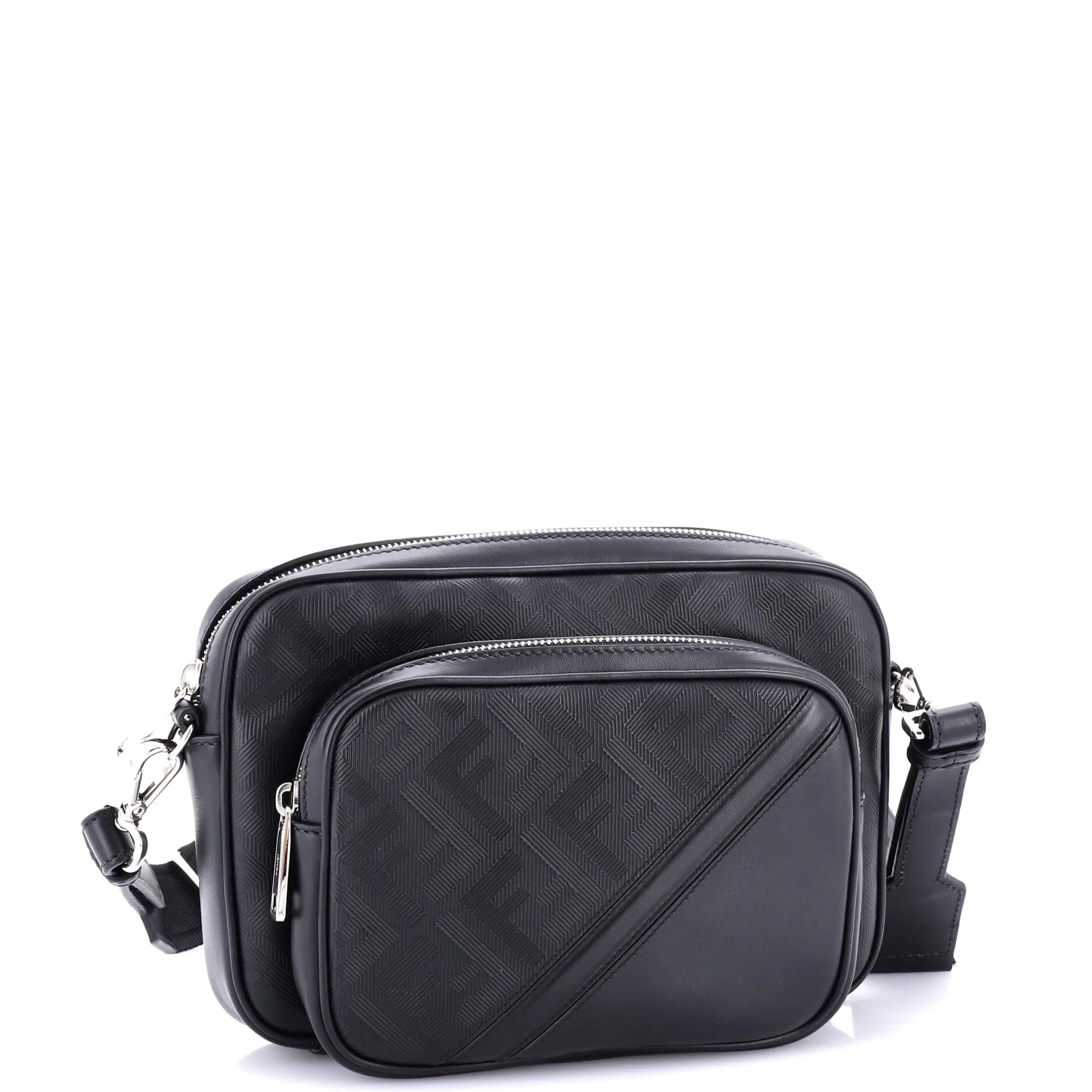 Diagonal Duo Camera Case Zucca Shadow Leather and Leather Small