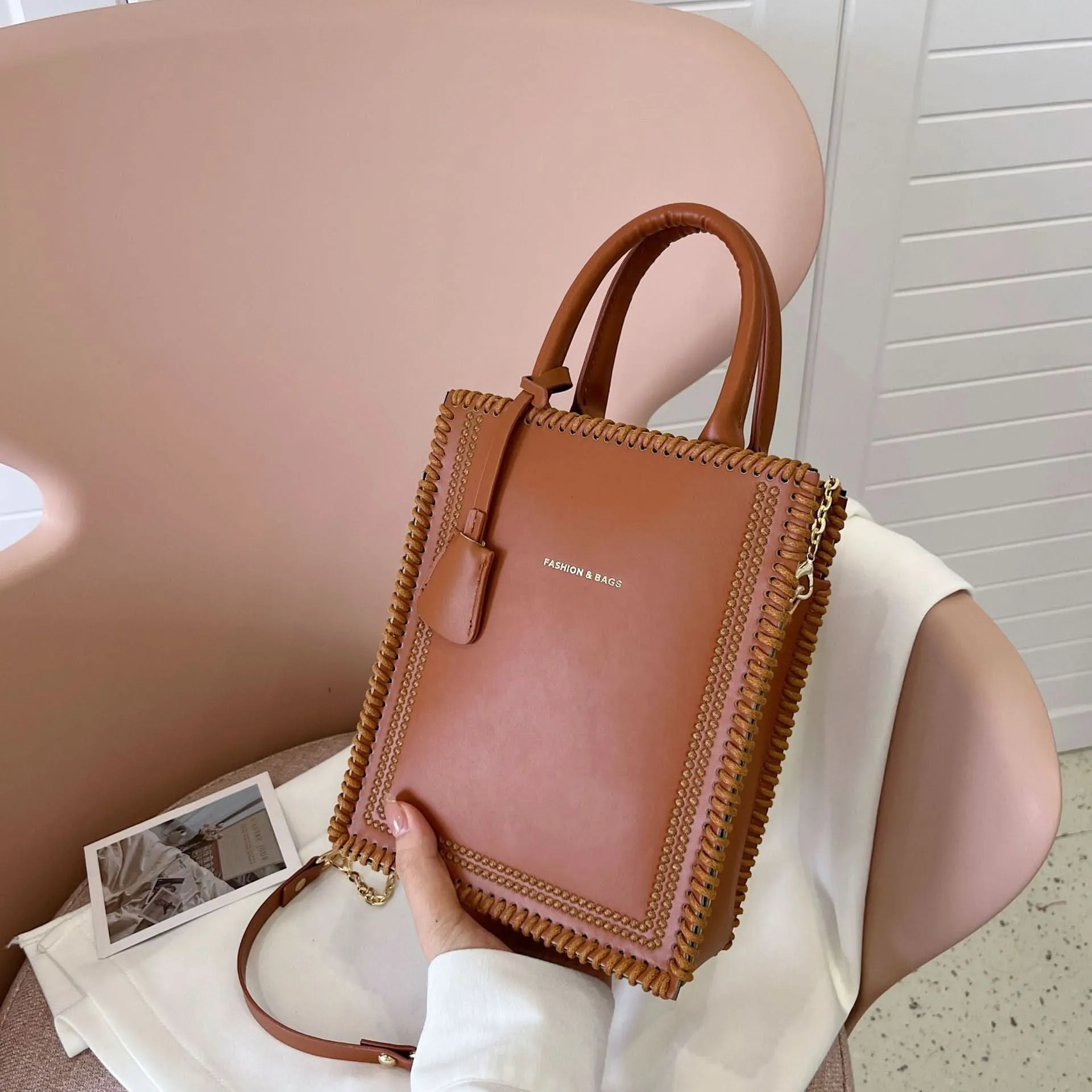DIY Women’s Hand-Sewn Shoulder Bag – Trendy, Small Square Design