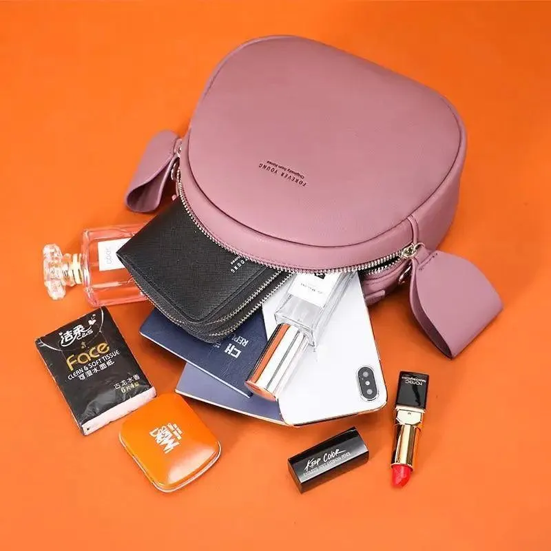 Elegant Cute Geometrical Women Handbag Soft PU Leather Women's Crossbody Messenger Bags Round Ladies Shoulder Bag