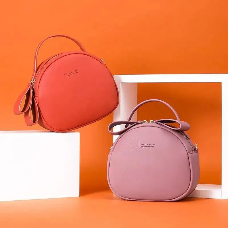 Elegant Cute Geometrical Women Handbag Soft PU Leather Women's Crossbody Messenger Bags Round Ladies Shoulder Bag