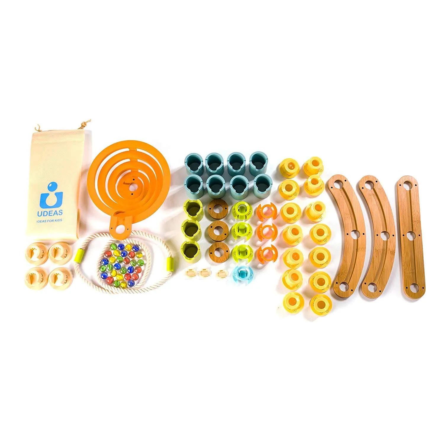 Fat Brain Toys Bamboo Builder Marble Run (78 pieces)