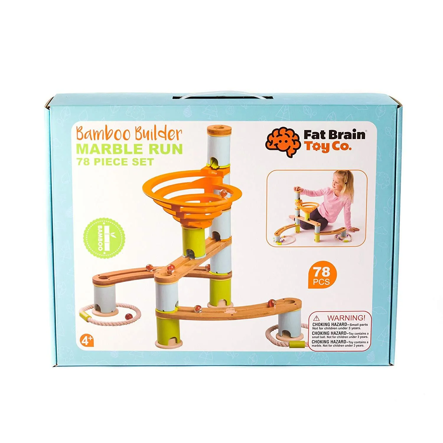 Fat Brain Toys Bamboo Builder Marble Run (78 pieces)
