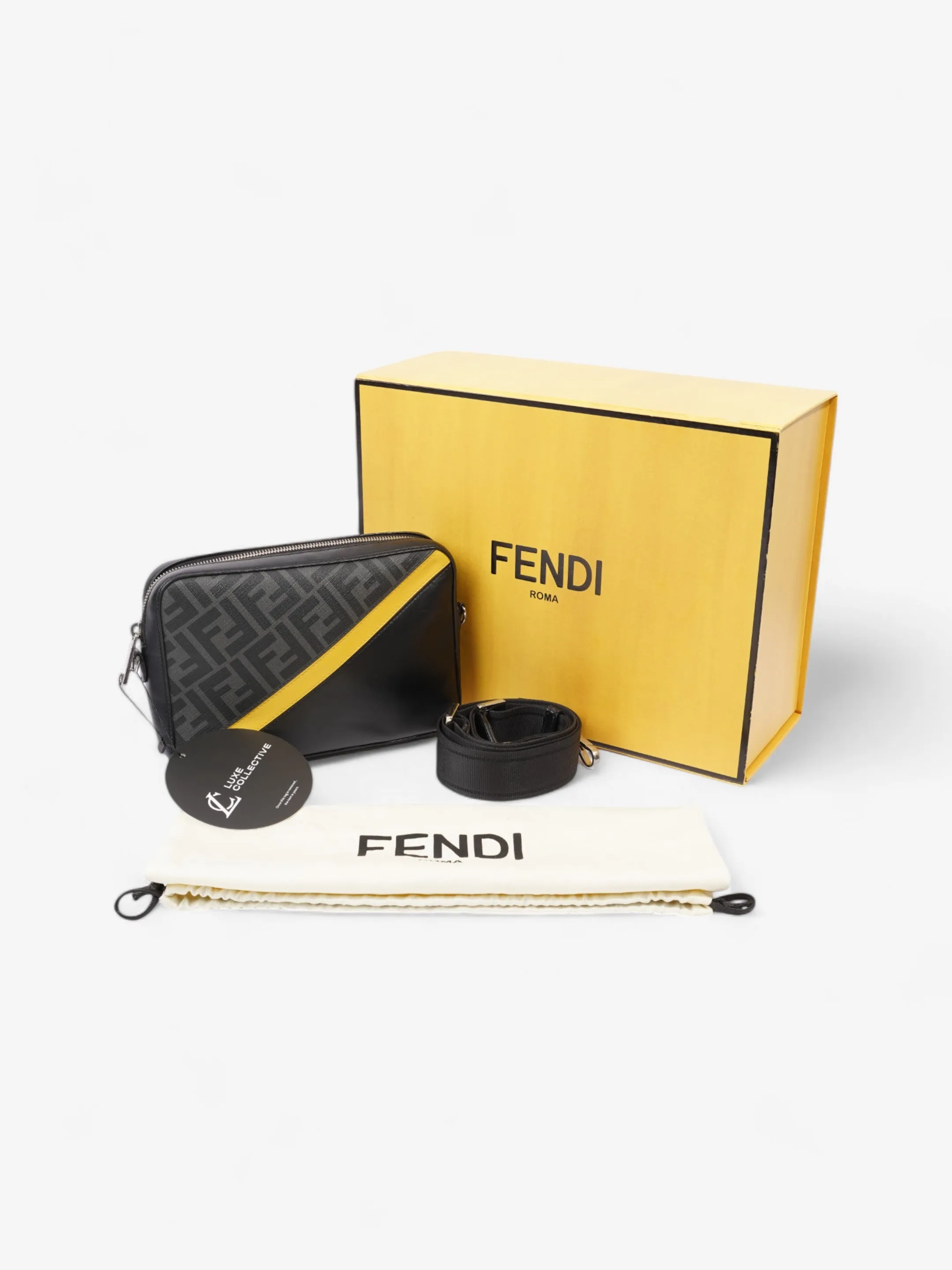 Fendi Camera Bag Black / Grey / Yellow Canvas