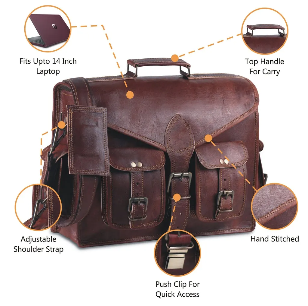 Genuine Vintage Leather Laptop Messenger Bag