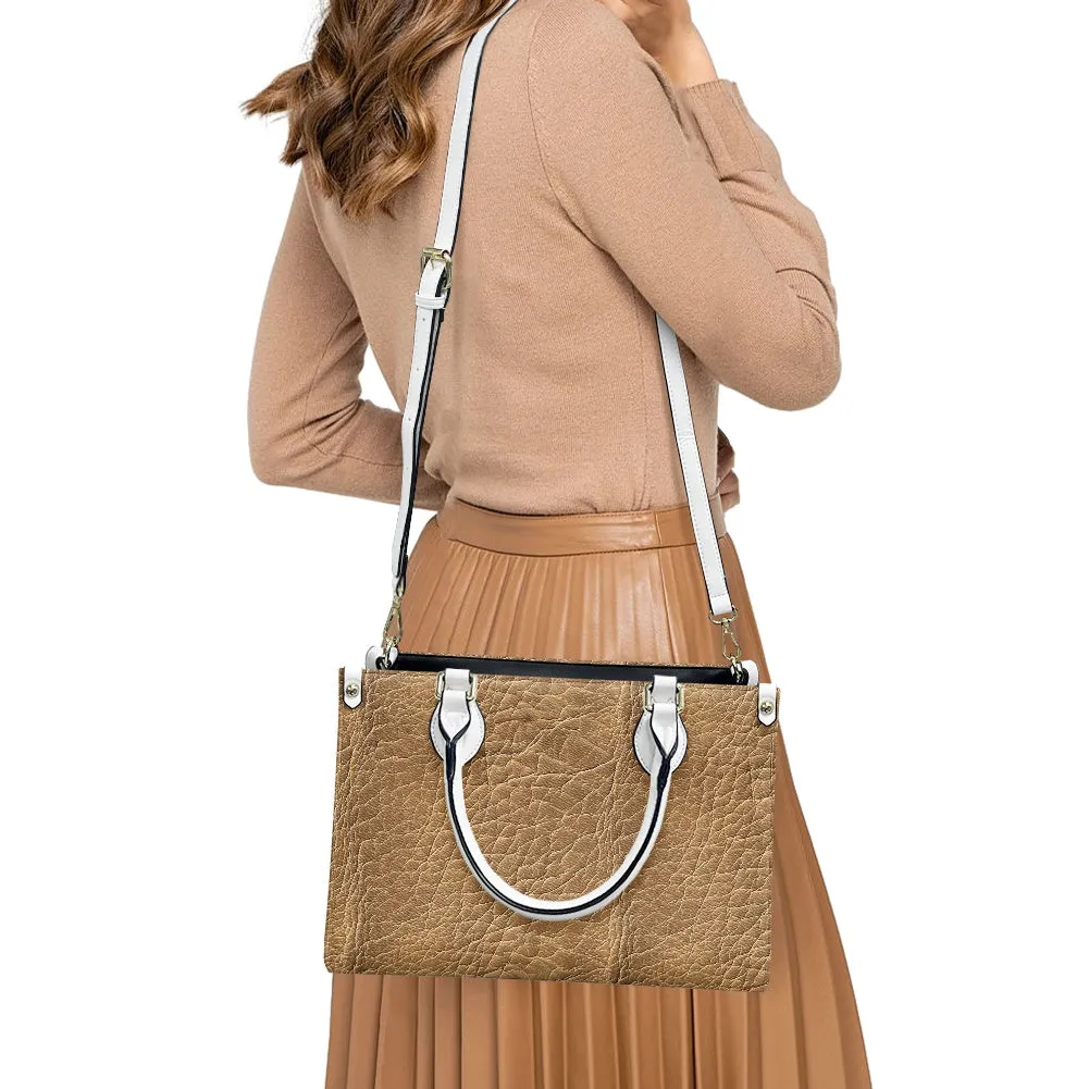 Golden Dune: Classic Textured PU Leather Women's Twill Handbag