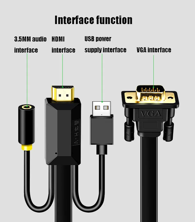 HDMI to VGA Cable HDMI To VGA Audio Synchronization Notebook Set-Top Box Connected Monitor Cable 5m