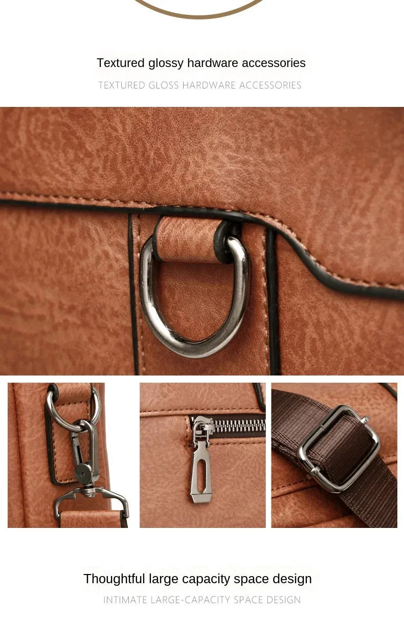 JEEP Man Business Briefcase Bag Split Leather High Quality Men office Bags For 14 inch Laptop A4 File Causel