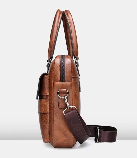 JEEP Man Business Briefcase Bag Split Leather High Quality Men office Bags For 14 inch Laptop A4 File Causel