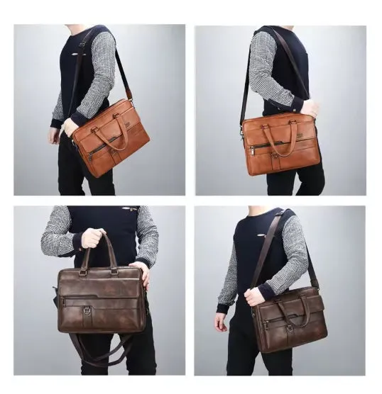 JEEP Man Business Briefcase Bag Split Leather High Quality Men office Bags For 14 inch Laptop A4 File Causel