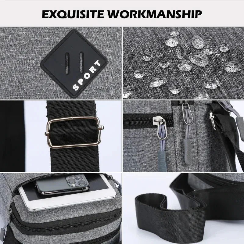 Men's Messenger Bag Crossbody Shoulder Bags Men Small Sling Pack For Work Business Waterproof Oxford Packs Satchel Purse