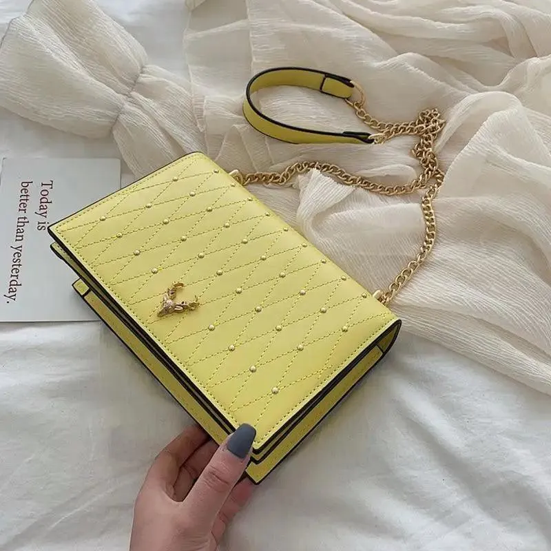 Modern Elegant Luxury Sterling Pu Leather Crossbody Bags For Women And Girls Designer Chains Shoulder Messenger Bag For Female