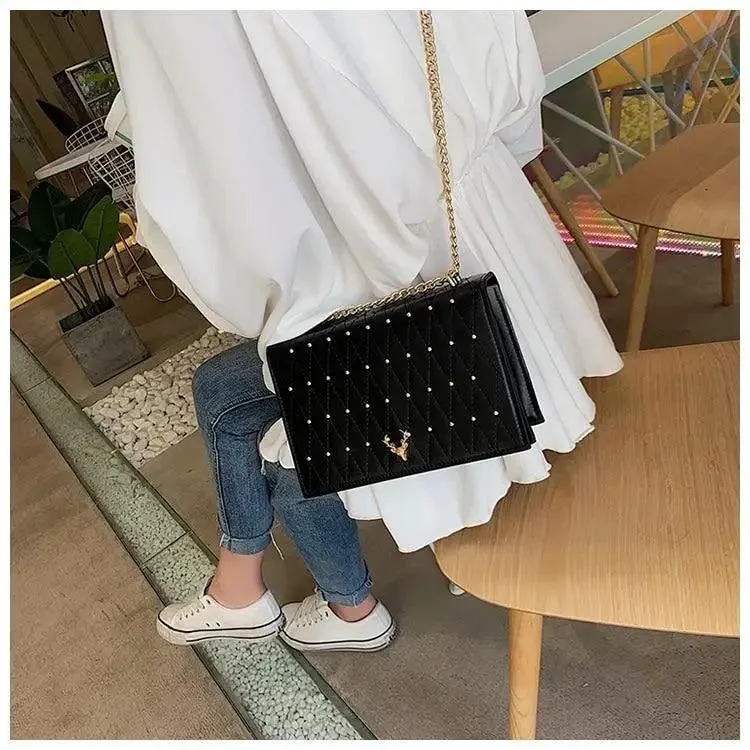 Modern Elegant Luxury Sterling Pu Leather Crossbody Bags For Women And Girls Designer Chains Shoulder Messenger Bag For Female