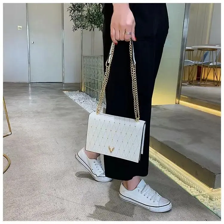 Modern Elegant Luxury Sterling Pu Leather Crossbody Bags For Women And Girls Designer Chains Shoulder Messenger Bag For Female