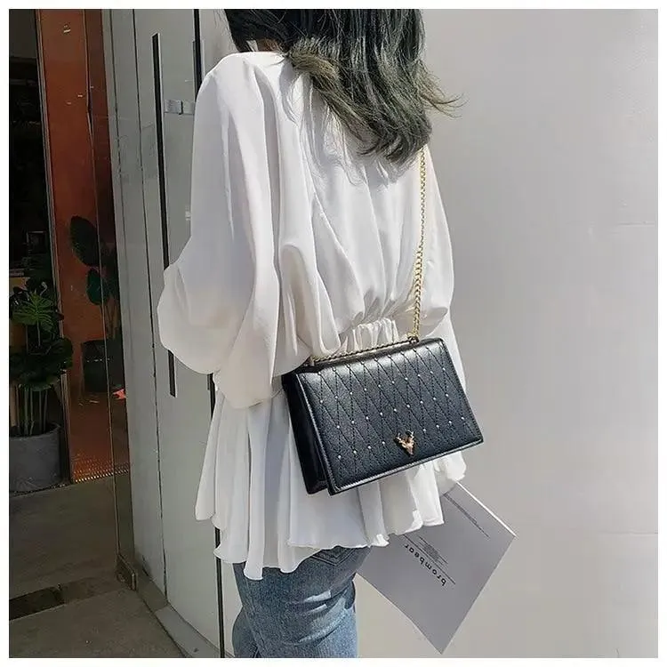 Modern Elegant Luxury Sterling Pu Leather Crossbody Bags For Women And Girls Designer Chains Shoulder Messenger Bag For Female