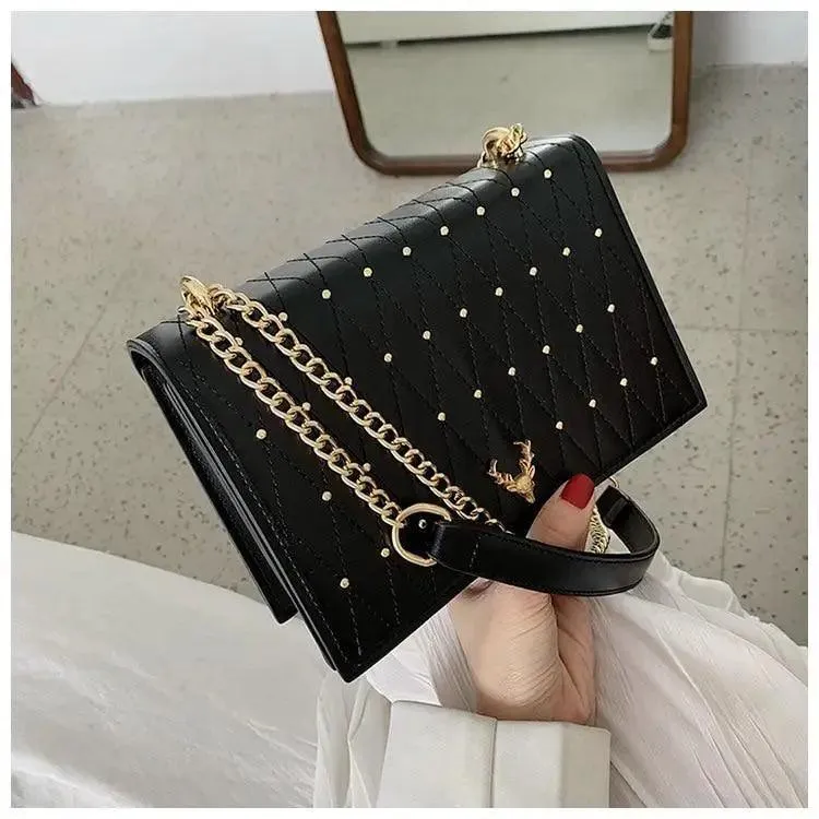 Modern Elegant Luxury Sterling Pu Leather Crossbody Bags For Women And Girls Designer Chains Shoulder Messenger Bag For Female