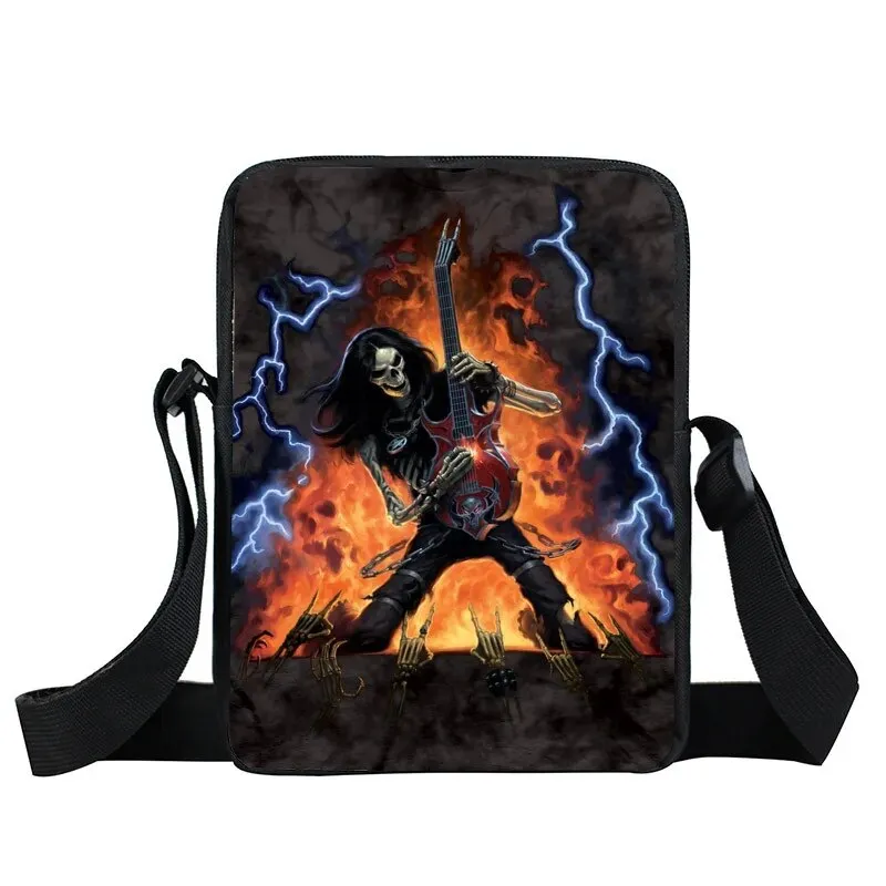 Punk Skull Messenger Bag Motorcycle Portable Canvas Shoulder Bags for Travel Women Handbag Teenager Girls Cross Bag Bookbag Gift