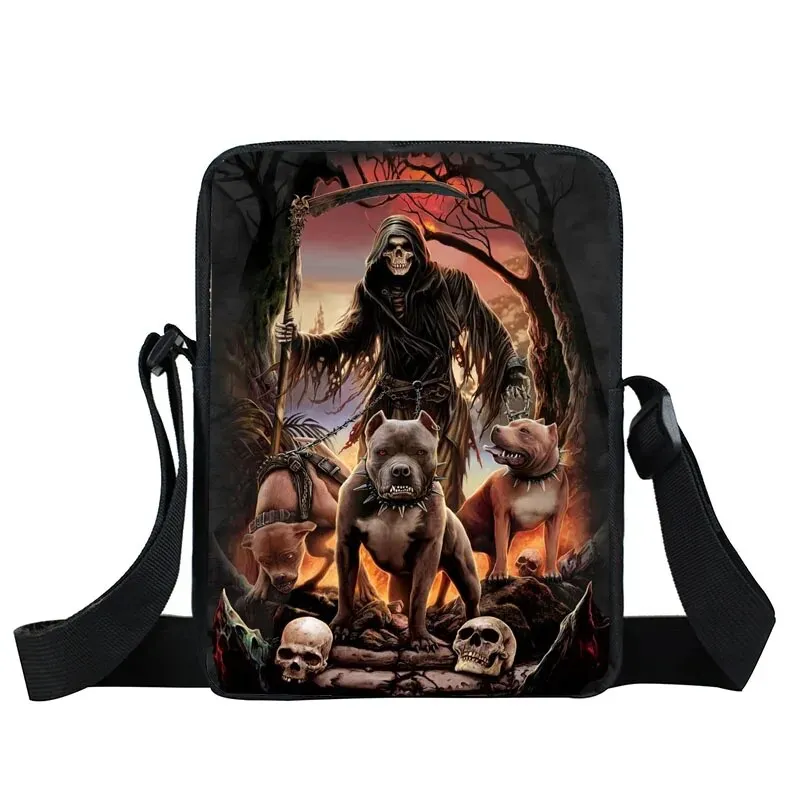 Punk Skull Messenger Bag Motorcycle Portable Canvas Shoulder Bags for Travel Women Handbag Teenager Girls Cross Bag Bookbag Gift