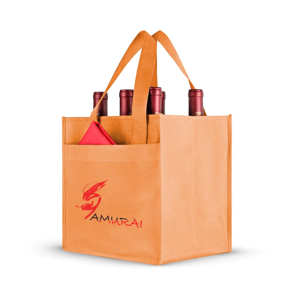 Six bottle Non-woven Wine Tote, Reinforced Handles with front pocket *Fully Customizable*