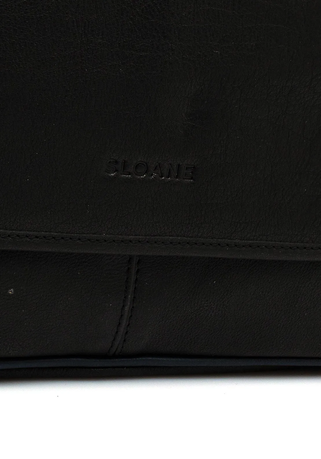 Sloane Mens Leather Messenger Bag, Black & Navy