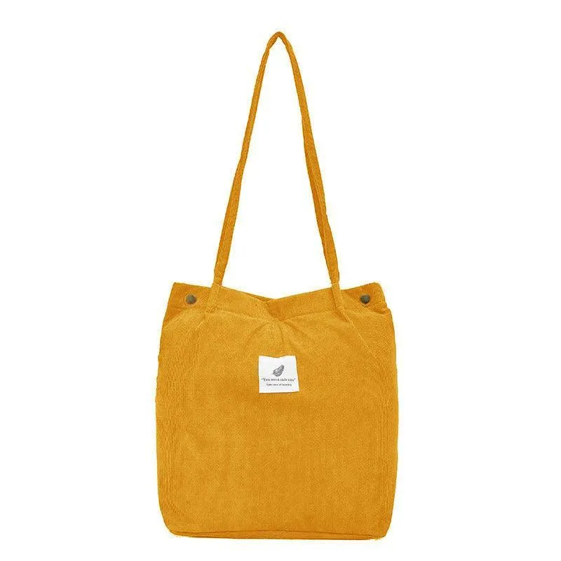 Women Corduroy Applique Tote Bags Handbag Messenger Canvas Shoulder Bag Travel
