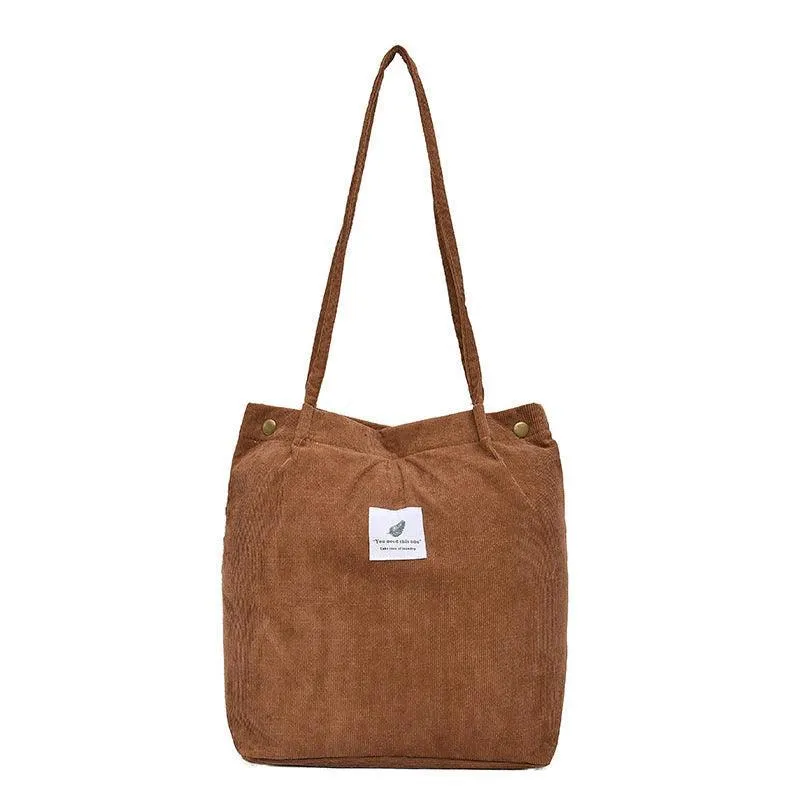 Women Corduroy Applique Tote Bags Handbag Messenger Canvas Shoulder Bag Travel