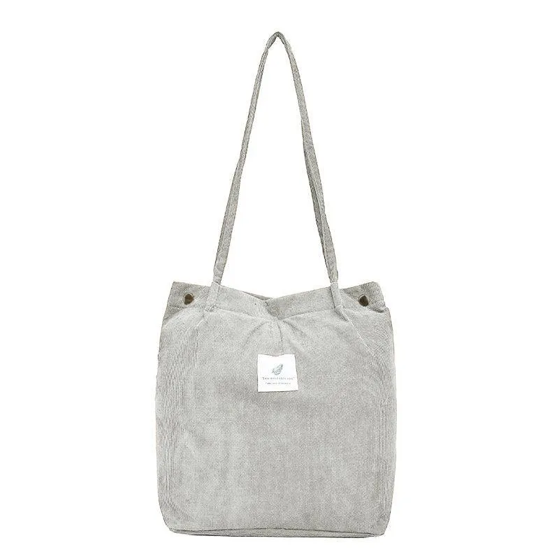 Women Corduroy Applique Tote Bags Handbag Messenger Canvas Shoulder Bag Travel
