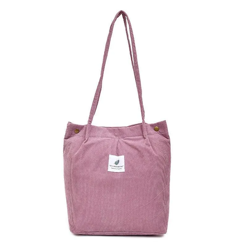 Women Corduroy Applique Tote Bags Handbag Messenger Canvas Shoulder Bag Travel