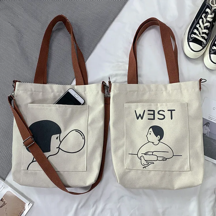 Women's Soft Cute Large Capacity Cloth Book Can Bags