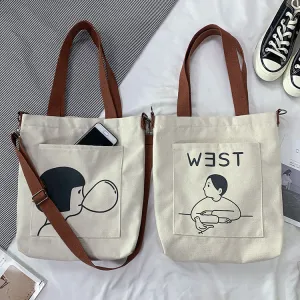 Women's Soft Cute Large Capacity Cloth Book Can Bags