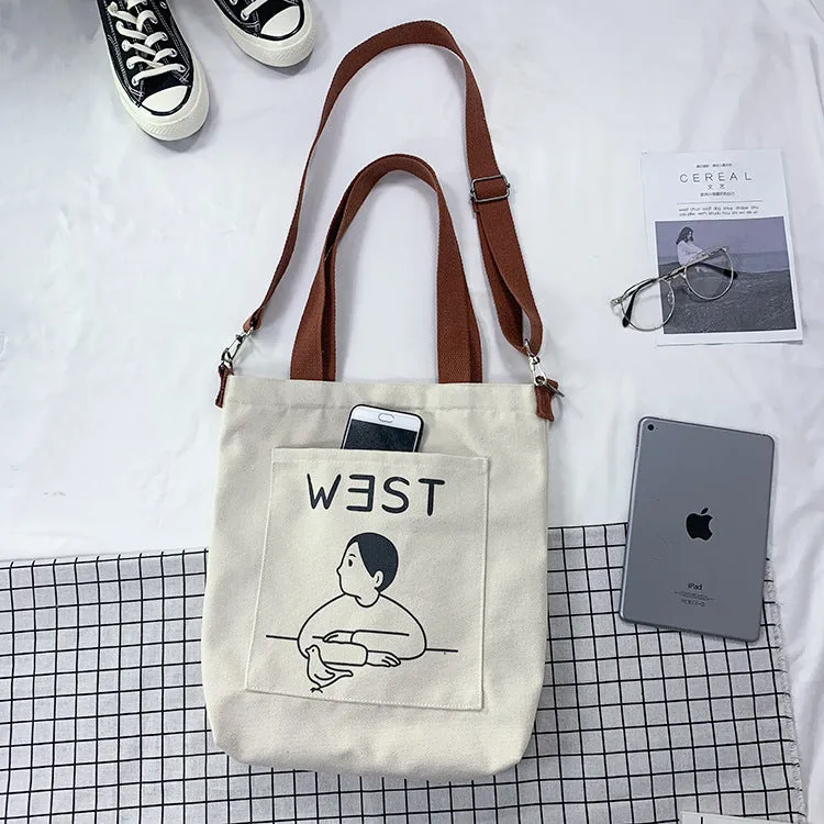 Women's Soft Cute Large Capacity Cloth Book Can Bags