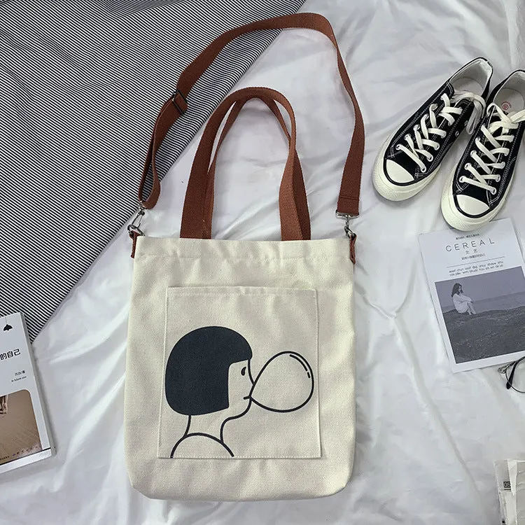 Women's Soft Cute Large Capacity Cloth Book Can Bags