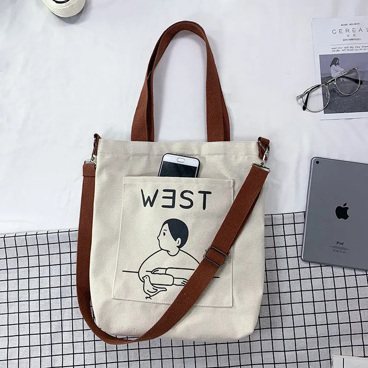 Women's Soft Cute Large Capacity Cloth Book Can Bags